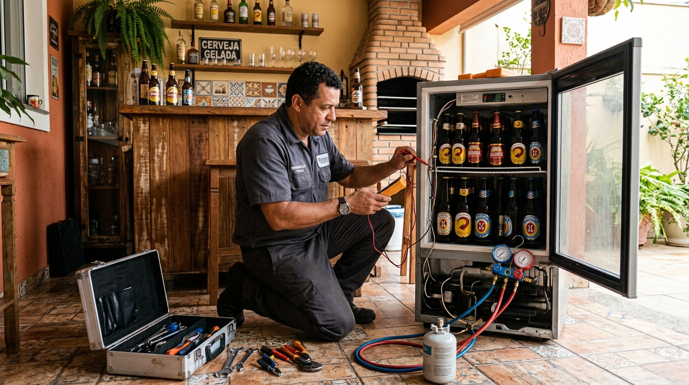 Recarga de gás refrigerante em cervejeira em atendimento em Americana‑SP